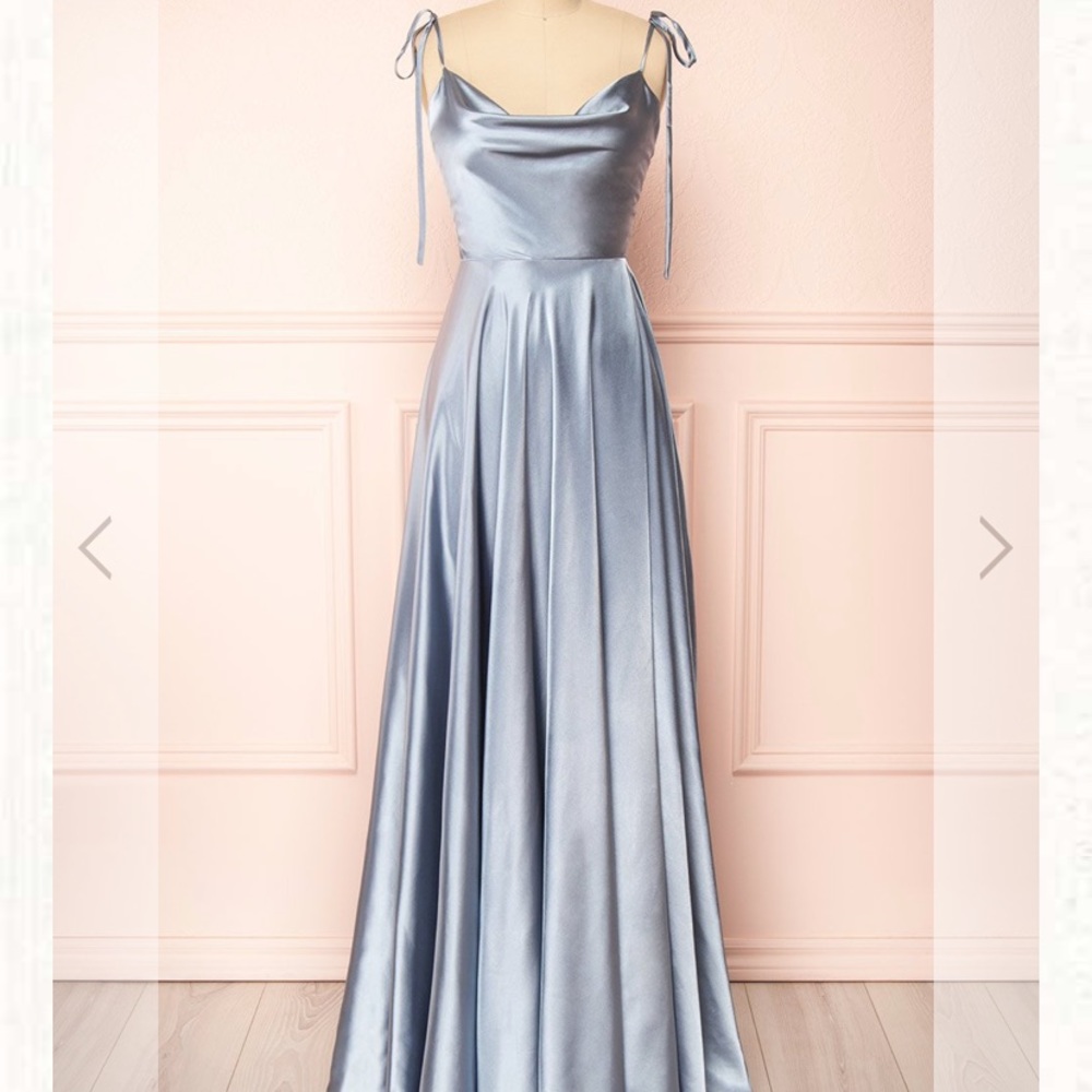 Prom bridesmaids Satin Maxi Dress w/ High Slit